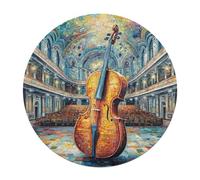 Cello 120 Piece Round Puzzle Musical Instrument Music Animal Shape All Ages Educational Puzzle Creative Challenge Gift for Families Home Decor Inspiration 120 PCS