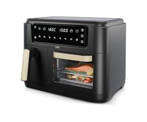 Cello 2400W Dual Zone Digital 11 Litre Black Air Fryer With 2 Drawers, 3.5L and 7.5L Oven, 8-in-1, Touch Control, Air Fry, Grill, Roast, Bake, 8 Portions, Non-Stick, Dishwasher Safe