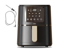 Cello 4 Litre 1400W Digital Air Fryer in Black with In-Built ProChef Food Thermometer 8 Presets, Grill, Roast, Bake, Recipes included, Non-Stick, Touch Control, Compact, Dishwasher Proof 2024 model