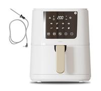 Cello 4 Litre 1400W white Digital Air Fryer with In-Built ProChef Food Thermometer, 8 Presets, Grill, Roast, Bake, Recipes included, Non-Stick, Touch Control, Compact, Dishwasher Proof, 2024 model