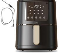 Cello 4 Litre 1400W Digital Air Fryer in Black with In-Built ProChef Food Thermometer 8 Presets, Grill, Roast, Bake, Recipes included, Non-Stick, Touch Control, Compact, Dishwasher Proof