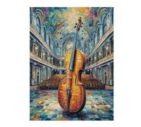 Cello 500 Pc Classic Jigsaw Puzzle Musical Instrument Music Puzzle for Adults Hard Challenging Hobby Home Decor Poster Smooth Wooden Cardboard 500 PCS
