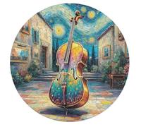 Cello 68 Piece Round Puzzle Musical Instrument Music Animal Shape Large Format Challenging Puzzle Decorative Finish Home Wall Art Ready Stress Relief Challenging 68 PCS