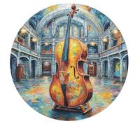 Cello 68 Piece Round Puzzle Musical Instrument Music Animal Shape Premium Relaxing Puzzle for Adults & Kids Creative Challenge Home Decor Gift Educational 68 PCS