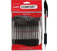 Cello Ballpoint Pens Black Extra Comfort Grip Ball Pens Medium Point Biros Retractable Ballpoint Pens (1.0mm) Black Pen, Pack of 24 | ideal for Office