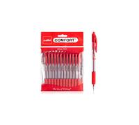 Cello Ballpoint Red Pen, Pack of 12 Ballpoint Pens, Smooth Writing Action - Medium Point Nib (1.0mm) Red multipack, Ball point pens; Ideal for School