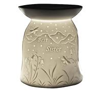 Cello Best Sister Tea Light Oil & Wax Burner - Beautiful Porcelain Designs Safe for Use Around Children and Pets Use Wax or