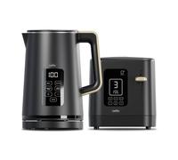 Black 800W 2 Slice Toaster, 1.7L 3000W Digital Kettle | Toaster with Detachable Crumb Tray, Digital Control Panel with Countdown Timer, BPA-Free Auto Shut-off Electric Temperature Control Kettle