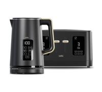 Black 1600W 4 Slice Toaster, 1.7L 3000W Digital Kettle | Toaster with Detachable Crumb Tray, Digital Control Panel with Countdown Timer, BPA-Free Auto Shut-off Electric Temperature Control Kettle