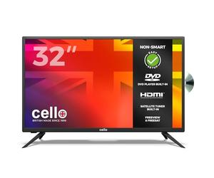 Cello C3220F 32" inch HD Ready LED TV with built in DVD player with Freeview HD Built in Satellite receiver 3 X HDMI and USB 2.0 to record Live TV Made in the UK,Black