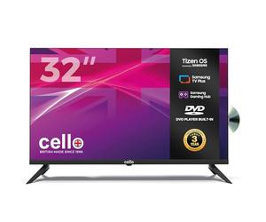 Cello C3226TZF Frameless 32" HD Smart TV with DVD, Tizen OS, Cloud Gaming, Bluetooth, HDMI, USB, Wi-Fi, UK Made, 2026