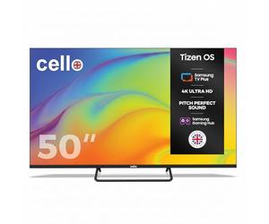 Cello C5025TZ Frameless 50 inch 4K Ultra HD Large Smart Television Powered by Tizen Operating System Cloud Gaming Without Console - Bluetooth, HDMI, USB & Wi-Fi Connectivity Made in UK,Model Year 2025