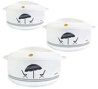 Cello Chef Super 3 pcs Jumbo Insulated Hot Pot Casserole Gift Set 2300ml, 3300ml, 4850ml (White)