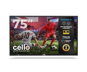 Cello COD75TZ 75" Tizen OS Outdoor Smart LED 4K TV, Samsung, Pitch Perfect Speakers, Waterproof IP55, 1500 nits, Netflix, Prime Video, Garden & Patio