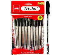 Cello Cristal Original Ballpoint Pens Medium Point Pack of 10 (Black, Pack of 10)