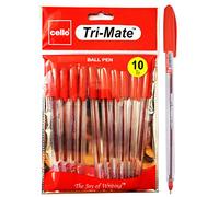 Cello Cristal Original Ballpoint Pens Medium Point Pack of 10 (Red, Pack of 10)