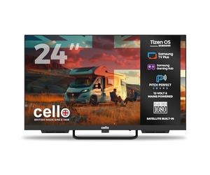 Cello Ctrav-24TZ 24" Tizen OS Smart LED 12V Traveller TV, By Samsung, Built in Satellite, Gaming Hub, Pitch Perfect Speakers, Bluetooth, Netflix, UK Made, ideal for Motorhomes, HGVs & Boats