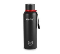 Cello Duro Tuff Steel Series Kent 750ml Double Walled Stainless Steel Water Bottle with Durable DTP Coating, Black