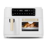 Cello 2400W Dual Zone Digital 11 Litre White Air Fryer With 2 Drawers, 3.5L and 7.5L Oven, 8-in-1, Touch Control, Air Fry, Grill, Roast, Bake, 8 Portions, Non-Stick, Dishwasher Safe, 2024 model