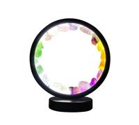 Cello Gleneagles Circle Earth LED Natural Crystal Lamp - Crystal Gemstone Mixed Minerals Healing Light, Dimmable Multicolor LED Lamp for Energy Balance, Meditation, USB Home Decor Gift