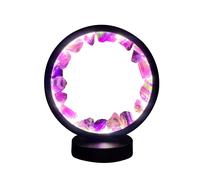 Cello Gleneagles Circle Earth LED Natural Crystal Lamp - Purple Fluorite Dimmable Healing Light for Focus, Meditation, Relaxation & Home Décor