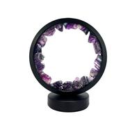 Cello Gleneagles Circle Earth LED Natural Crystal Lamp - Purple Fluorite Dimmable LED Healing Light, Natural Gemstone Lamp for Focus, Meditation, Relaxation & Home Décor