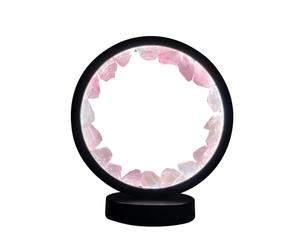 Cello Gleneagles Circle Earth LED Natural Crystal Lamp - Rose Quartz Natural Healing Stone LED Light, Dimmable Pink USB Lamp for Relaxation, Meditation, Bedroom & Home Decor Gift