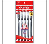 Cello Grippo Ballpoint Pens, BLACK, Fine Point (0.5mm), Pack of 10, Comfort Elasto Grip, Fine Writing, Ideal for School Office Home Use