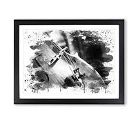 Cello Instrument Vol.1 V4 Modern Framed Wall Art Print, Ready to Hang Picture for Living Room Bedroom Home Office Décor, Black A4 (34 x 25 cm)