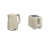 Cello KE190-CR Cream 1.7L Electric Kettle & 2 Slice Toaster with Textured Design, Wide Slots