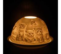 Cello Kittens Porcelain Tea Light Dome White