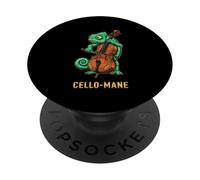 Cello Mane Chameleon Lizard Musician Music Instrument Pun PopSockets Adhesive PopGrip