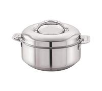 Cello Maxima Insulated Stainless Steel Casserole Hot Pot Box Case 2000 ml Silver | Double Wall PU Insulated Airtight Serving Casserole Hot Pot Case For Rice, Biryani | Hot Pot Roti Case For Kitchen