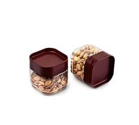 CELLO Modustack Square Pet Storage Jar For Kitchen Set of 2 Pieces, 500 ml Maroon | Freezer & Fridge Safe, Airtight Stackable Pet Kitchen Storage Box Jar Container Set For Beans, Whole Grains, Spices