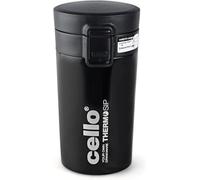 Cello Monty Vacuum Insulated Travel Coffee Mug Hot and Cold with Lid Double Walled Carry Flask for Travel, Home, Office, School (Black)