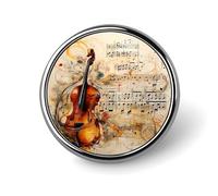 Cello Music Notes Round Lapel Pin Button Brooch Tie Badge Elegant Hat Clothing Jewelry Accessories