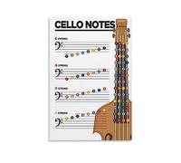 Cello Notes Music Theory Printable Poster Learn Chart Metal Tin Sign Art and Wall Print Modern Family Bedroom Decor 8x6 Inch