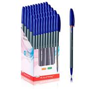 Cello Office Blue Pens | Pack of 50 - Medium Tip Ball Pen Fluent Super Smooth Writing Blue Biro Ballpoint Pens