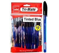 Cello Original Tri-Mate Triangular Barrel Ballpoint Pen Medium Point Biro (0.7mm) Blue Pens