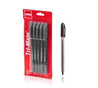 Cello Original Tri-Mate Triangular Barrel Ballpoint Pen Medium Point Biro (1.0mm) (Black, Pack of 5)