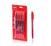 Cello Original Tri-Mate Triangular Barrel Ballpoint Pen Medium Point Biro (1.0mm) (Red, Pack of 5)