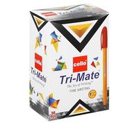Cello Original Tri-Mate Triangular Barrel Ballpoint Pen Medium Point Biro (1.0mm) (Red, Pack of 50)