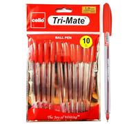 Cello Original Tri-Mate Triangular Barrel Ballpoint Pen Medium Point Biro (1.0mm) Red Pens (Packaging May Vary)