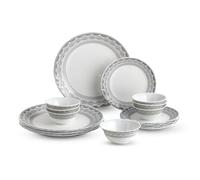 CELLO Oxford Imperial Plus Series Opalware Dinner Set of 19 Piece For Family of 6 | Bone-Ash Free & Leadfree Opal Glass Microwave & Dishwasher Safe, Crockery Plates & Bowls Set For Daily Use & Gifting
