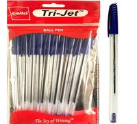 Cello Tri-Mate Orange Ballpoint Pens Medium Point Biro, (Black, Pack of 50)