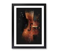 Cello Paint Splash Modern Framed Wall Art Print, Ready to Hang Picture for Living Room Bedroom Home Office Décor, Black A2 (64 x 46 cm)