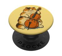 Cello Player Calico Cat Art Cellist Orchestra Persian PopSockets Adhesive PopGrip