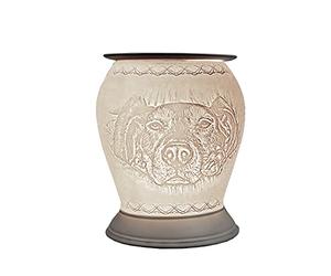 Cello Porcelain Barrel Electric Wax Melt Burner - Dog Pattern with 3D Image Projection Home and Bedroom Decor Bulb Wax and Oil Warmer Home Fragrance Gift for Dog Lovers and Family