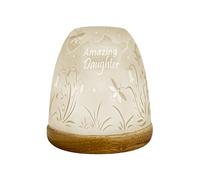 Cello Porcelain Tall Tealight Holder Dome - Amazing Daughter Design with 3D Projection Image for Scented Unscented LED Candle Wax Warmer Ornament for Home Bedroom Gift for Daughter Birthday