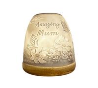 Cello Porcelain Tall Tealight Holder Dome - Amazing Mum Design with 3D Projection Image for Scented Unscented LED Candle Wax Warmer Gift Ornament for Home Bedroom Mum Dad